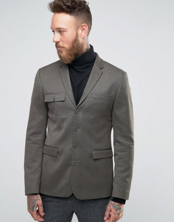 Skinny Blazer with Military Styling