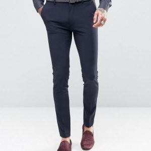 Super Skinny Tuxedo Suit Trousers In Navy