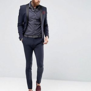 Super Skinny Fit Tuxedo In Navy Blue